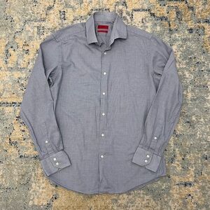 HUGO Men's Navy Button-Down Dress/casual work attire Shirt